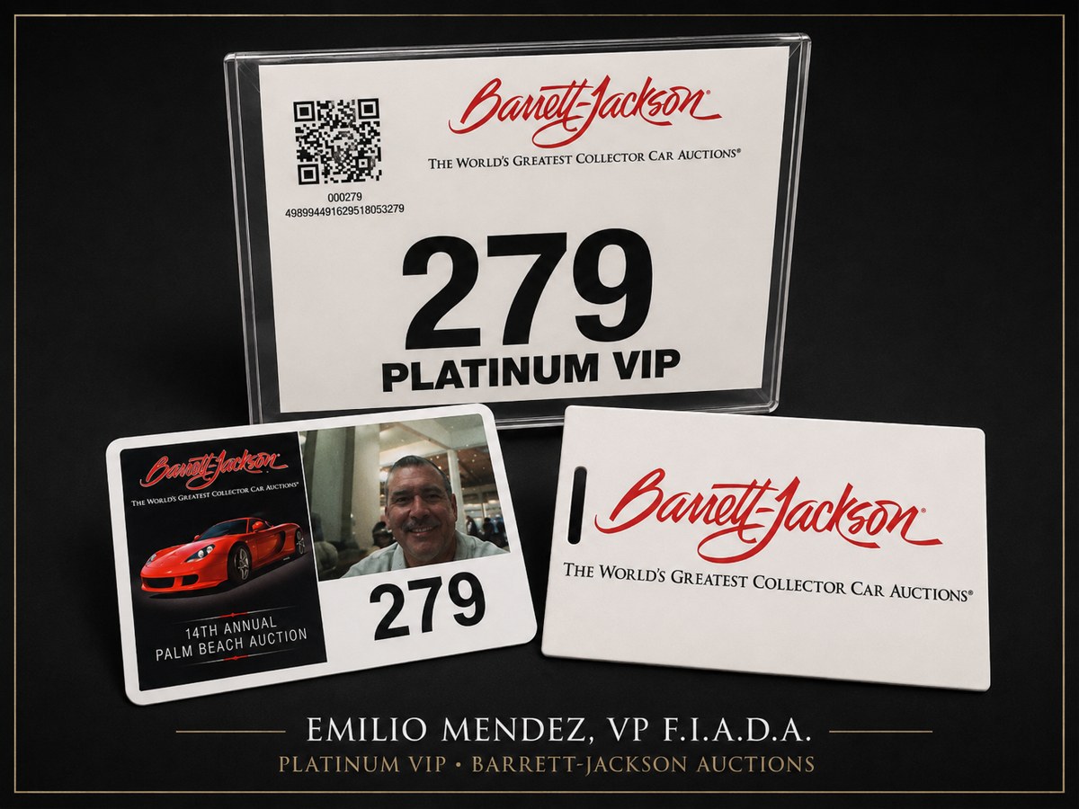 Barrett-Jackson Platinum VIP credentials belonging to Emilio 'Leo' Mendez